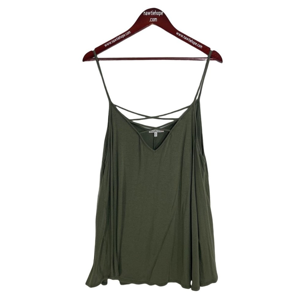 Tank Top Spaghetti Strap 3X Women's Blouse Charlette Russe Green